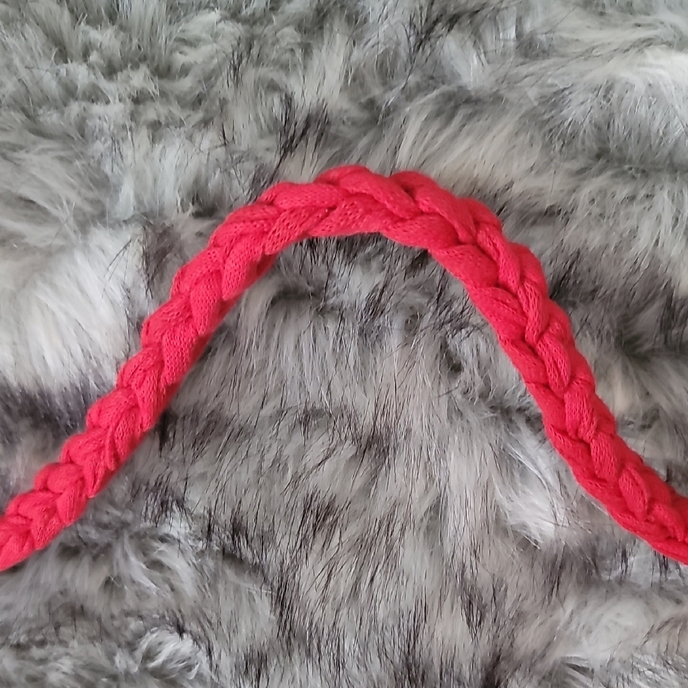 Handmade Red Crochet Shoulder Bag With White Star Bag Charm - Picture 9 of 11